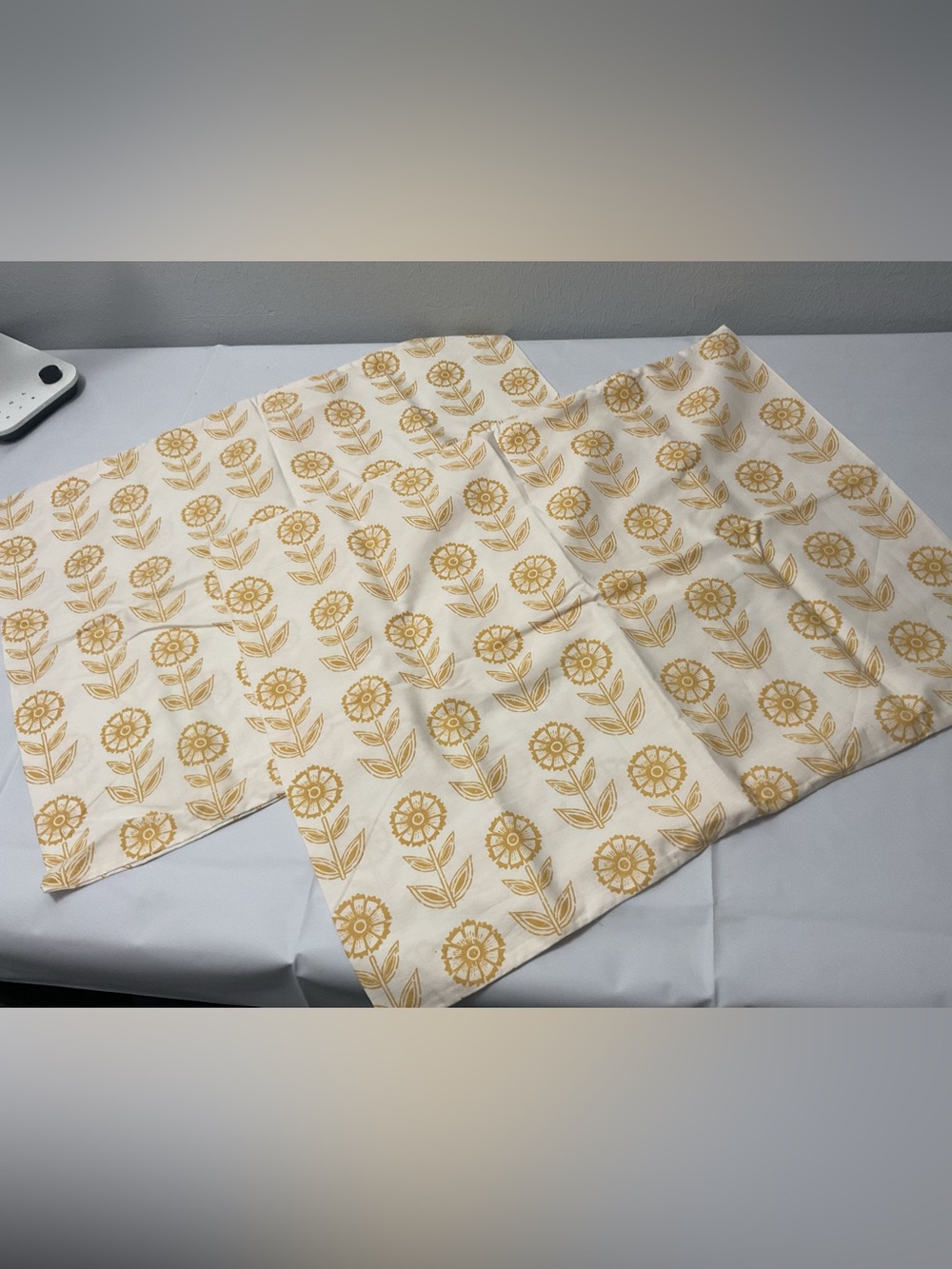 Yellow Floral Print Pillowcases - Set of 2